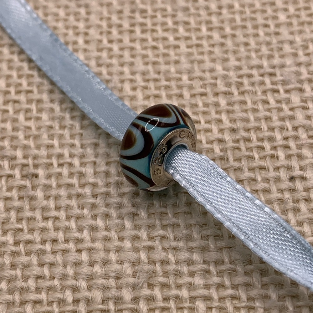Chamilia Murano Glass Turquoise and Brown Sterling Silver Bead